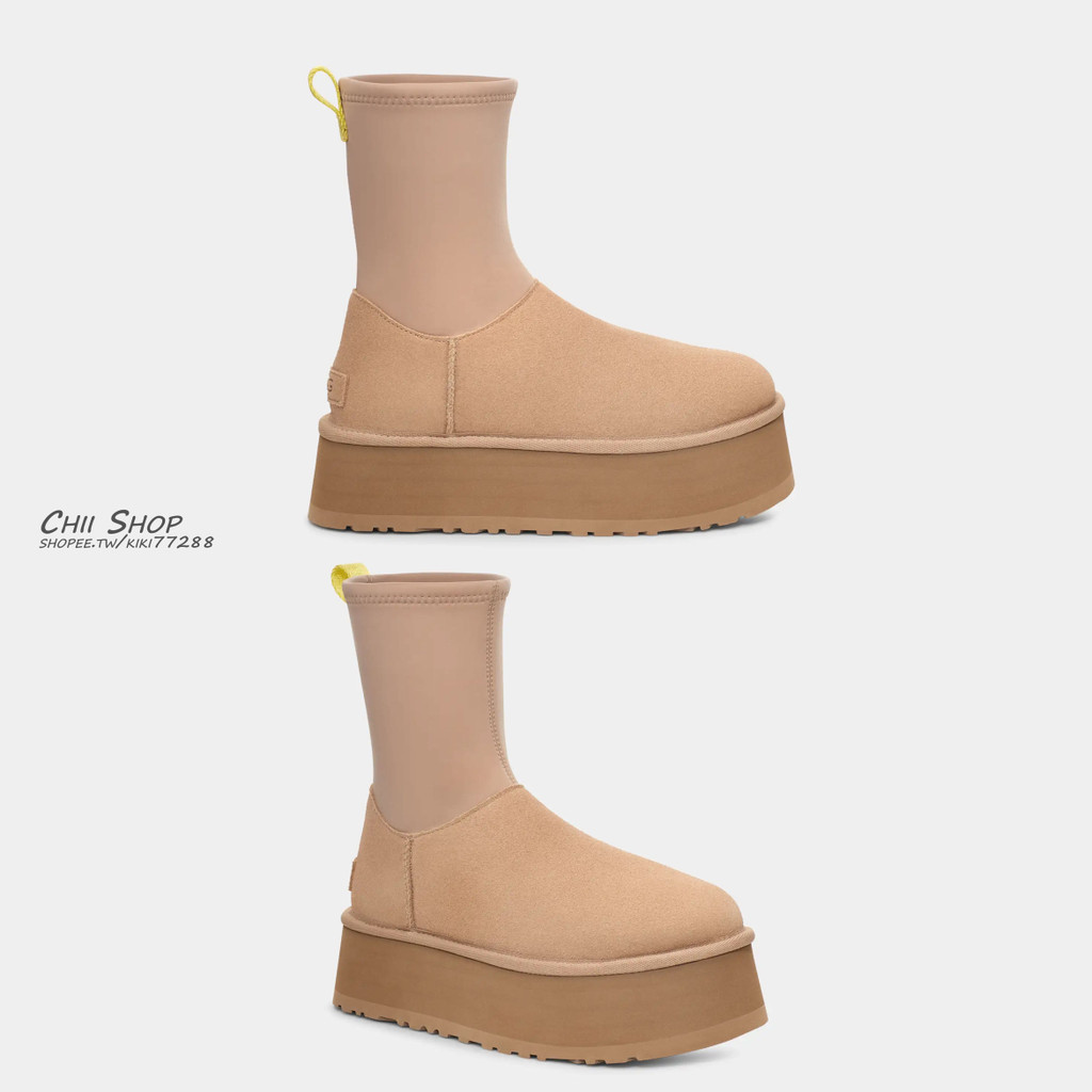 【CHII】UGG Classic Dipper 厚底 彈性 拉鍊 短靴 雪靴 奶茶色