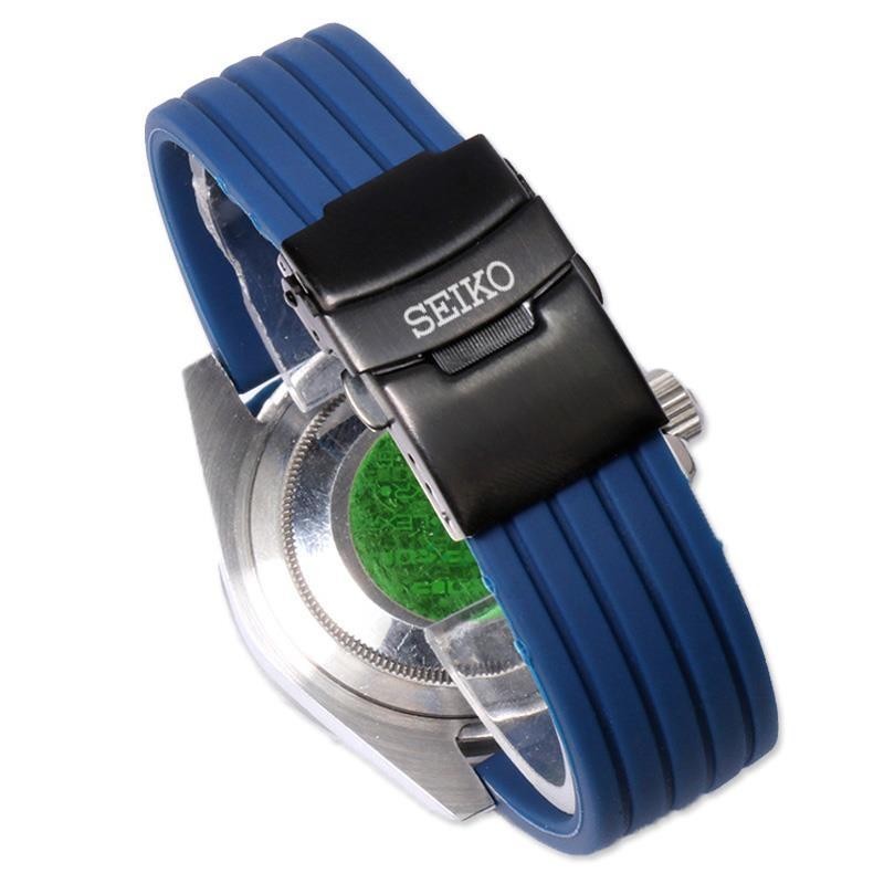 精工5號橡膠手錶帶 男罐頭/鮑魚防水運動黑橙色矽膠手錶帶20 22mm 現貨