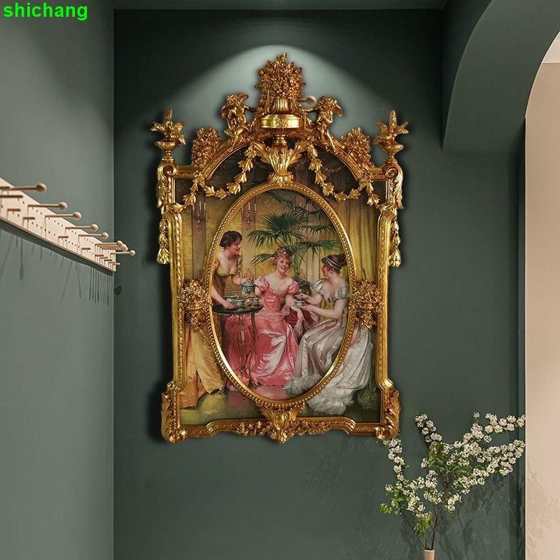 歐式復古雕花油畫框別墅售樓處掛墻裝飾框公主鏡框壁爐玄關鏡框