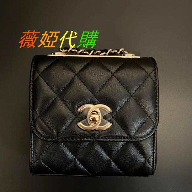 二手CHANEL A81633 mini trendy cc 黑色羊皮金鍊 金牌 口蓋包 精品 99新