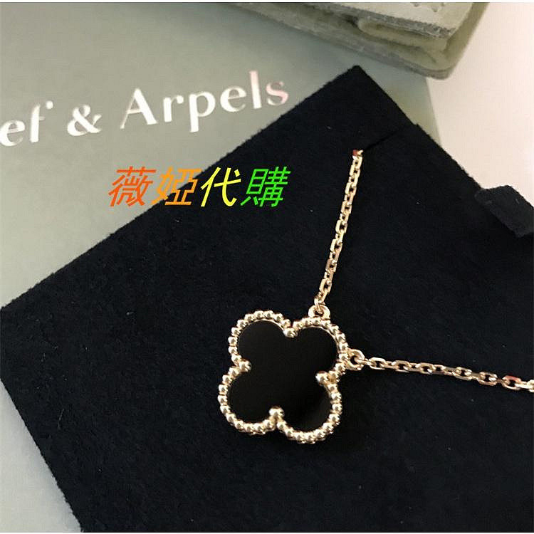 二手Van Cleef &amp; Arpels梵克雅寶 18K黃金 項鍊 黑瑪瑙 四葉草 吊墜 VCARA45800