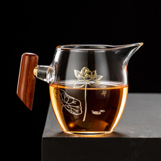 加厚 木把 玻璃 公道杯 耐熱 茶漏 濾茶器 茶海 分茶器 日式 茶具 套裝 家用款