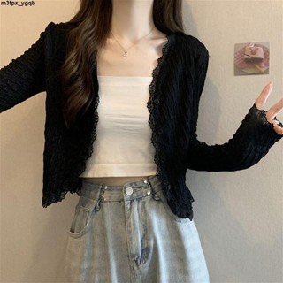 【新款蕾絲 外套襯衫】2023夏季新款薄款防曬衣女防曬外搭開衫短款蕾絲V領上衣披肩外套