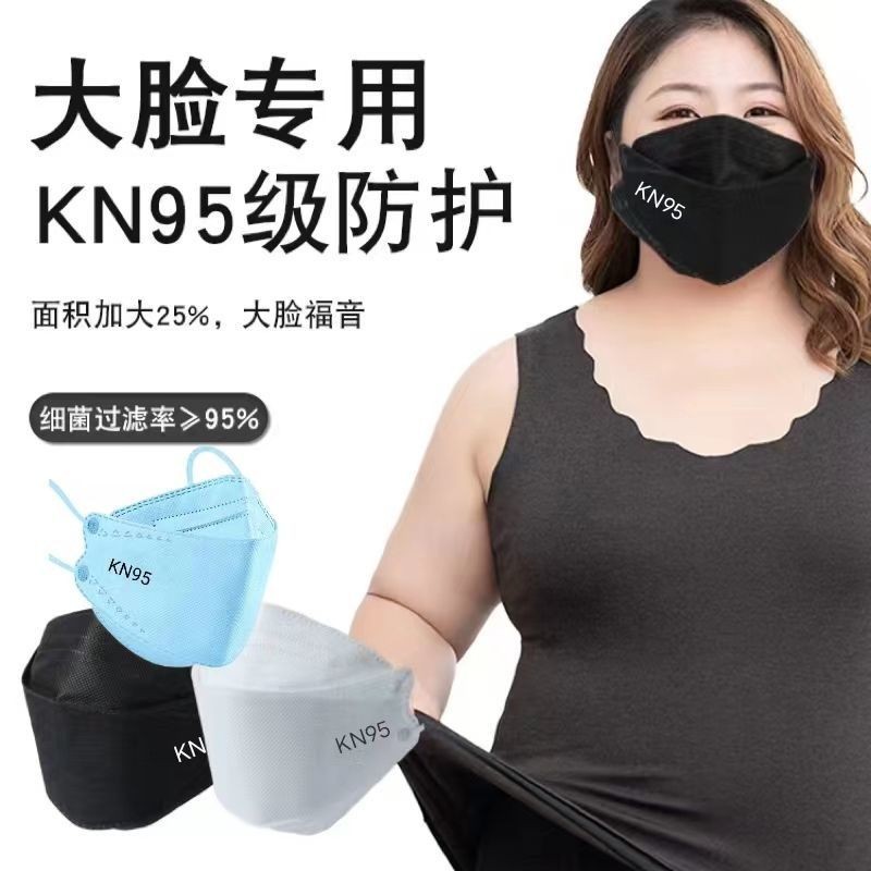 2023新款 魚嘴型口罩 kn95 加大碼 口罩 3d立體 四層防護 高顔值一次性獨立包裝口罩 成人口罩 CHXN