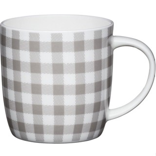 台灣現貨 英國《KitchenCraft》骨瓷馬克杯(格紋灰425ml) | 水杯 茶杯 咖啡杯