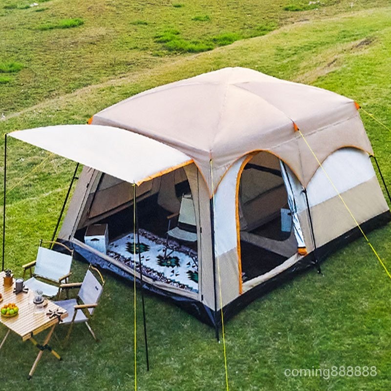 戶外露營 大帳篷 兩室一廳 公園野營用品 裝備便攜式 折疊防曬 兩房一廳