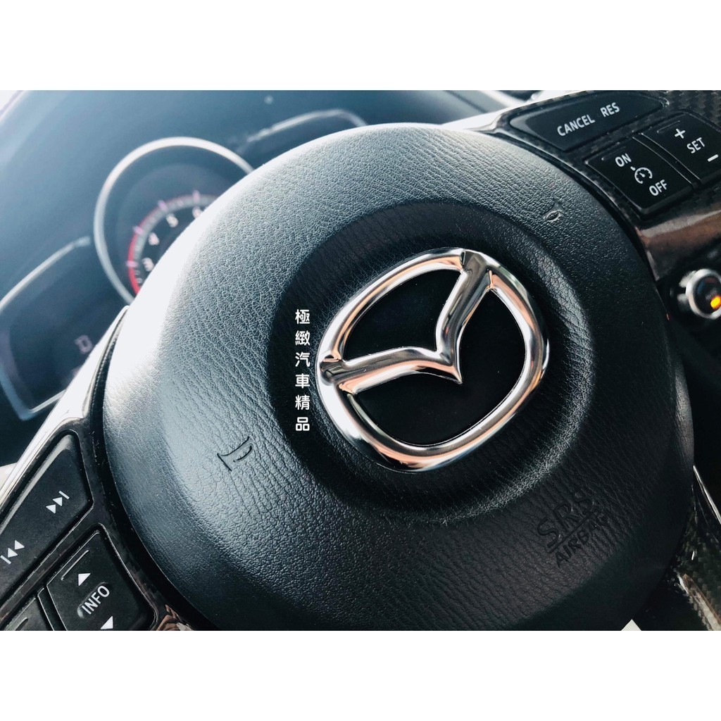 適用於車標誌貼 前車標 2014-20MAZDA3 MAZDA6 CX9 CX5 碳纖維方向盤車標 馬自達三 馬自達六