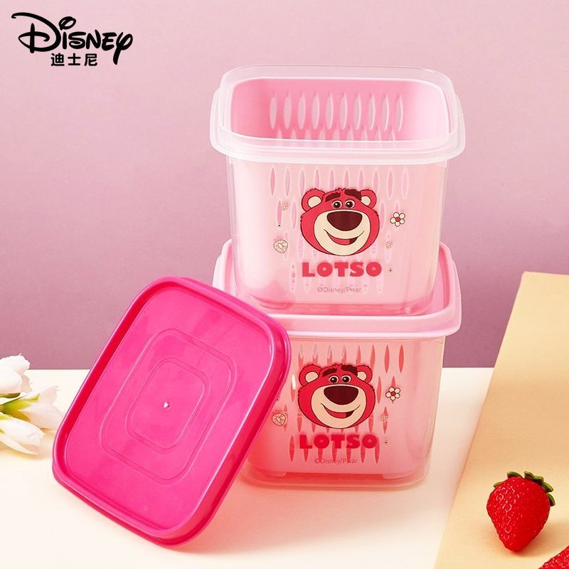 🌸火爆新品🌸迪士尼瀝水籃子可愛草莓熊寶寶輔食水果濾水籃瓜果盤水果收納盒