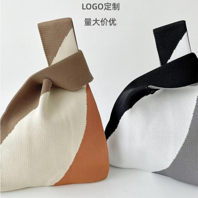 【佰佳客製】【針織包】 拼色 針織包包 單肩 手提 水桶包 手拎包 品牌 訂製 可印LOGO 大容量 托特包