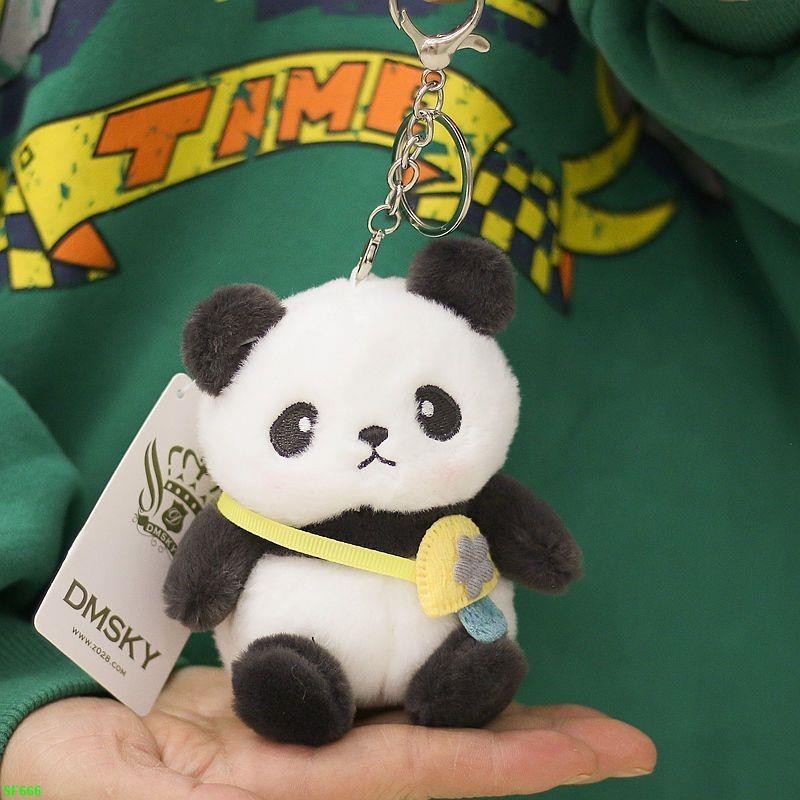 可愛仿真熊貓公仔毛絨玩具小掛件車鑰匙扣包包掛飾網紅熊 亞克力熊貓掛件 可愛鑰匙圈吊飾 福寶周邊掛飾