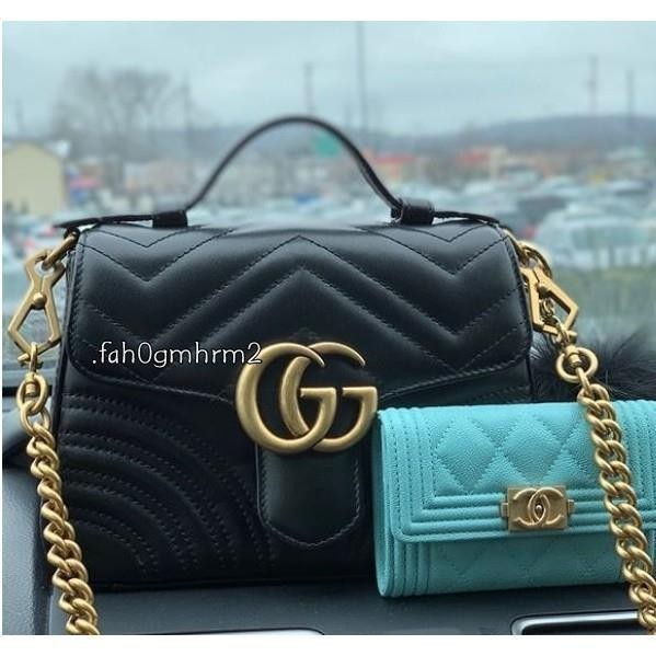 二手現貨 GUCCI GG Marmont Mini 黑色 金鏈 迷你 兩用包 547260 免運