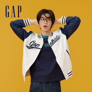 Gap 男裝 Logo印花立領棒球外套-白色(877532)