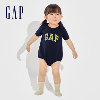 Gap 嬰兒裝 Logo純棉圓領短袖包屁衣-海軍藍(891712)