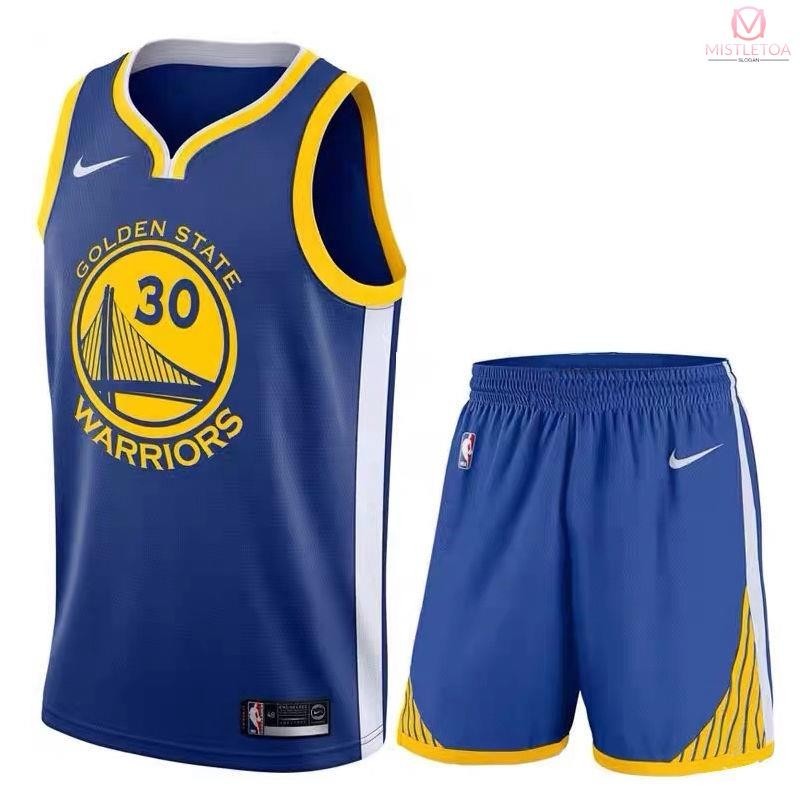 MISTLETOA-NBA 兩件套球衣套裝 勇士隊庫裡球衣30號湯普森籃球服學生比賽服 籃球衣 籃球T恤