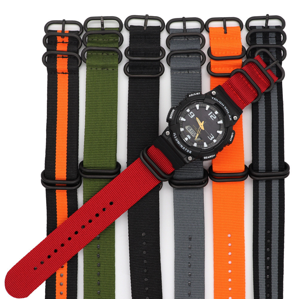 【YX】]替換G西歐錶帶AQS810W樹脂黑色尼龍帆佈錶帶配件AEQ-110W/W-735H