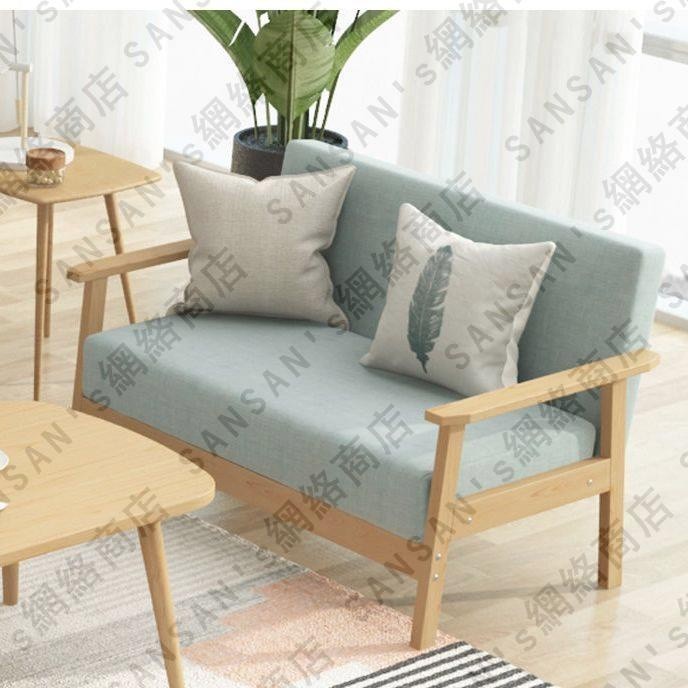 現貨-輕奢實木沙發茶幾組合套裝小戶型出租房客廳北歐風布藝三人辦公椅子