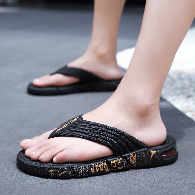 夏天室內泰國黑色人字拖男透氣時尚戶外耐磨氣墊ins潮拖鞋男士