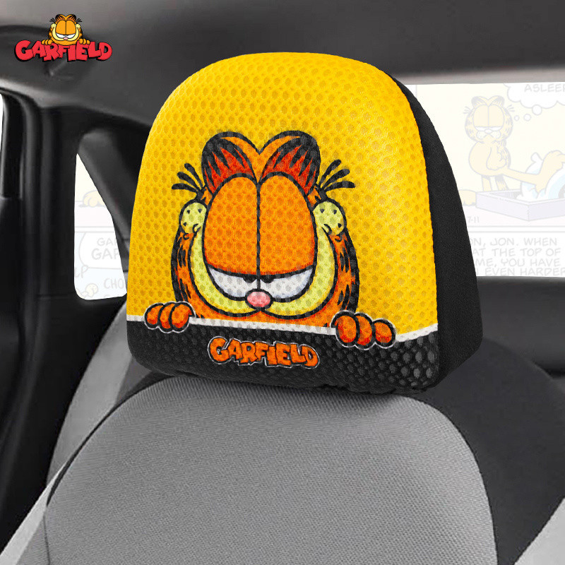 加菲貓汽車座椅頭枕套可愛卡通車用枕頭保護套罩頭帽頭套四季全包