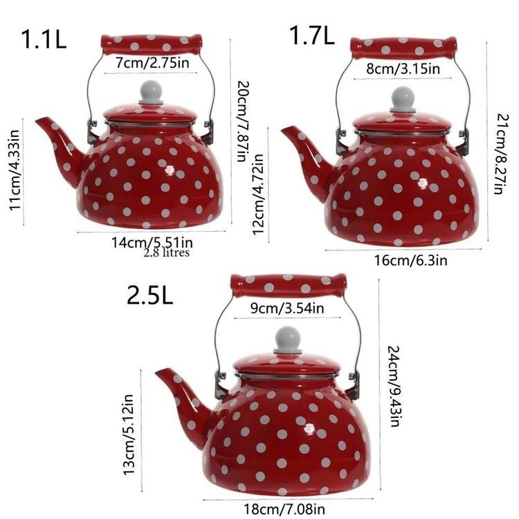 Shark 水壺,搪瓷2.5升搪瓷茶壺,精緻歐式風格手工製作不要吹口哨茶壺戶外2