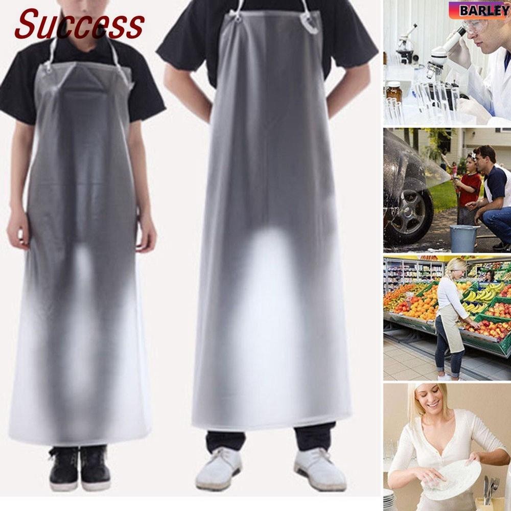 大麥-白色磨砂PVC透明防水圍裙 防油塑膠圍裙 耐油耐酸鹼防護廚師圍裙