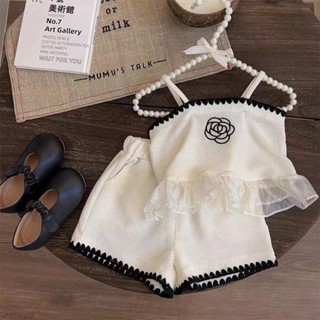 🌈甜甜圈kids🌈清倉女童夏季2024兒童新款套裝夏天時髦洋氣公主風 吊帶網紅女寶寶