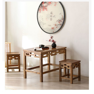 榆木中式原木茶臺 茶幾功夫木製茶桌整裝現代簡約木桌