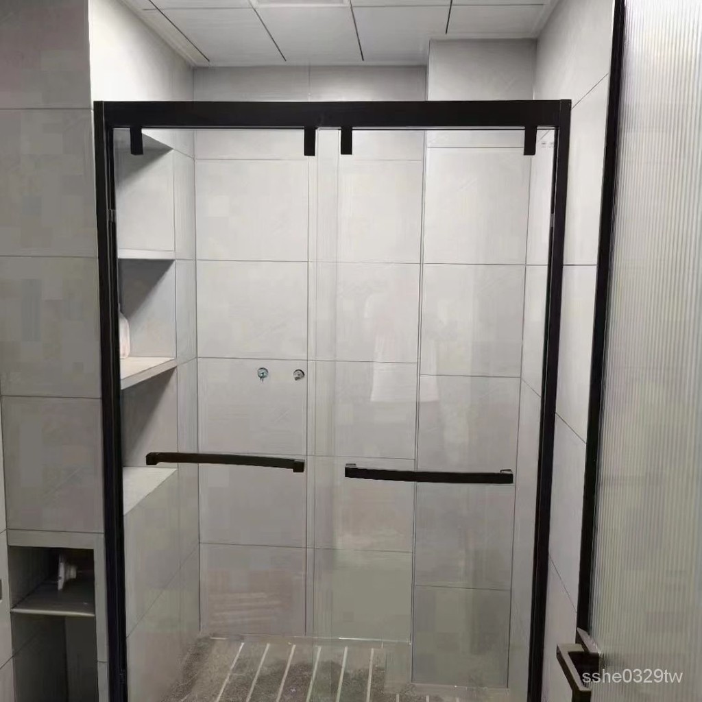 [定製]一字型淋浴房隔斷衛生間浴室鋼化玻璃推拉門簡易洗澡房[實際價格 請諮詢客服
