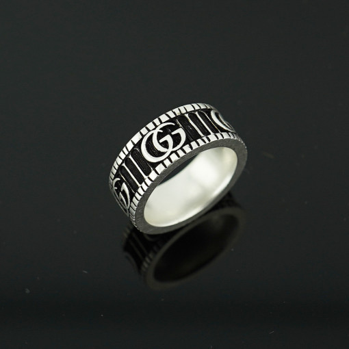正品 GUCCI 古馳戒指 飾品 551899 雙G 銀戒指 復古戒指 情侶戒指 男女通用時尚配件