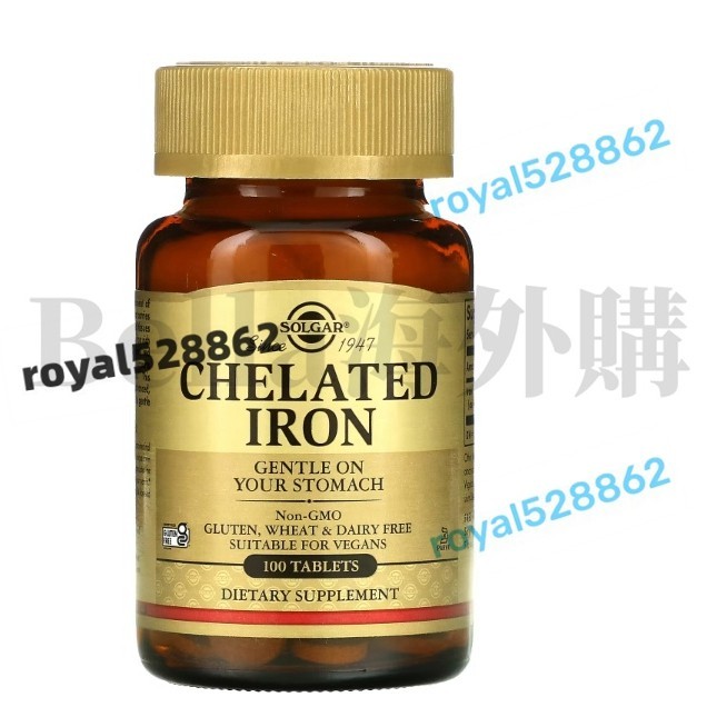 Solgar chel ated iron 鐵 螯合鐵 100片