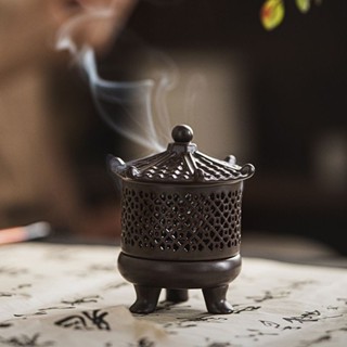 ✨新店特惠✨陶瓷寶塔鏤空香薰爐家用室內盤香爐中式復古茶桌薰香禪意家居擺件