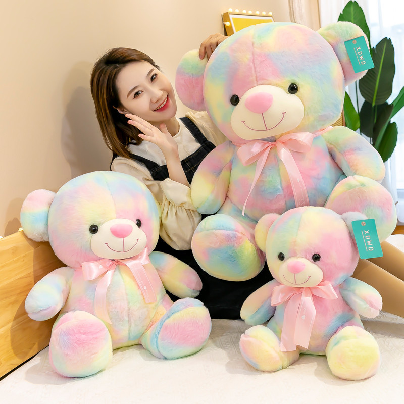 台灣熱賣 彩色泰迪熊貓毛絨玩具公仔玩偶布娃娃抱抱熊女生大號女孩睡覺床上