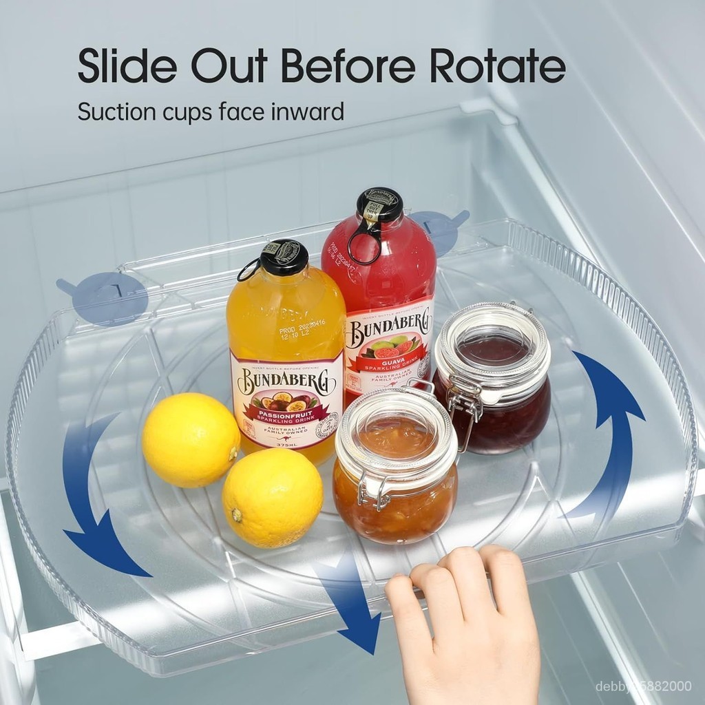 冰箱旋轉託盤360°ins卡通方形轉盤冰箱可愛收納託盤置物盤 V3UM