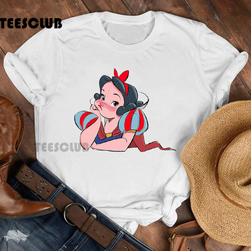 Funny Princess T shirt 可愛卡通白雪公主印花女士閨蜜裝T恤