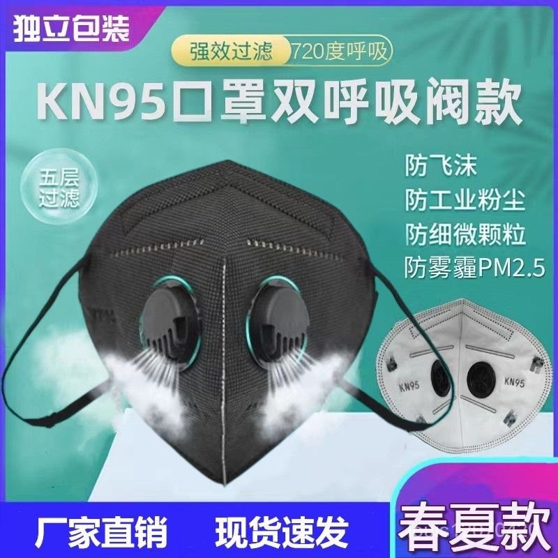 【🔥top臺灣熱門款✨】📢熱銷雙呼吸閥KN95工業口罩呼吸閥口罩防塵防飛沫成人防灰塵透氣口罩 LIRF