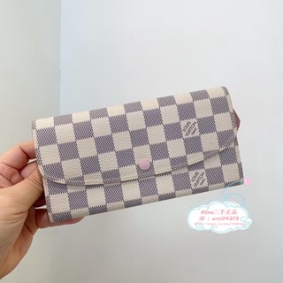 【Alina二手正品】LV 路易威登 老花 EMILIE N41625白色棋盤格 翻蓋豆豆長夾 發財長夾 皮夾 手拿包