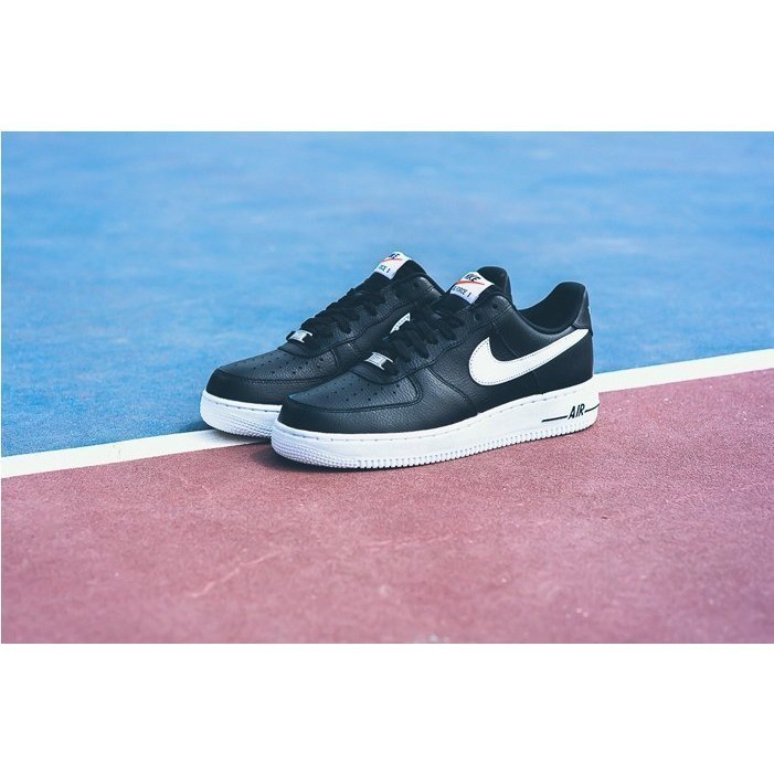 Nike Air Force 1 Low 空軍 AF1 黑白 白勾 荔枝皮 皮革 488298-092 滑板鞋 男鞋