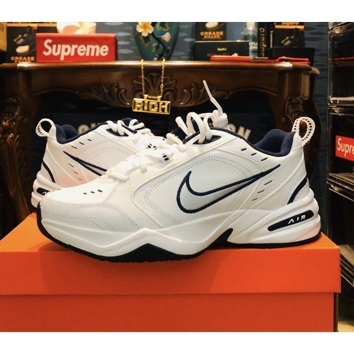 Nike Air Monarch 4 White Navy 藍白 老爹 男 女 415445-102 慢跑鞋