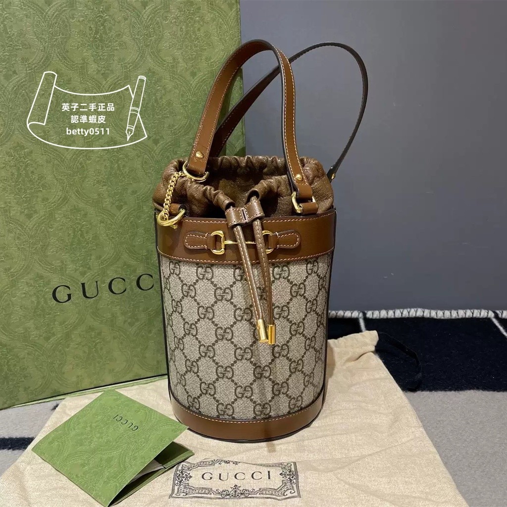 Gucci 馬銜扣1955 復古金扣 抽繩包 圓筒包 單肩包 637115 古馳小號水桶包 斜挎包