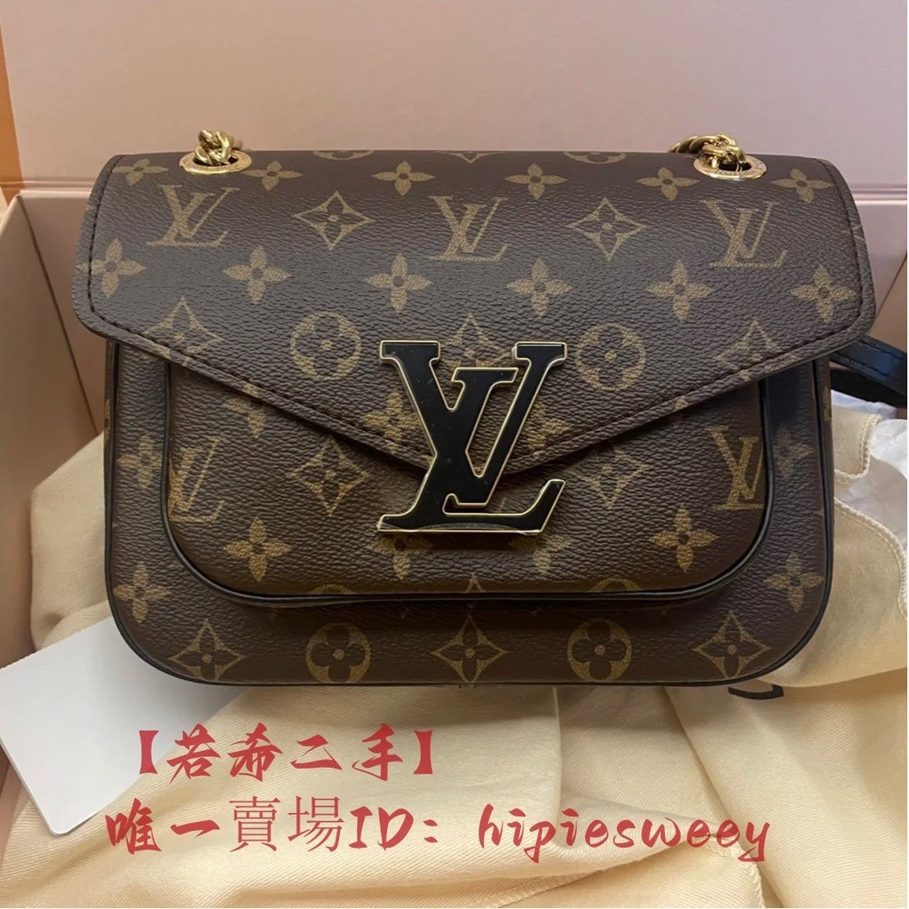 二手 LV 路易威登 M45592 PASSY 經典 老花 棕色 郵差包 鏈帶包 肩背包 斜挎包 女款