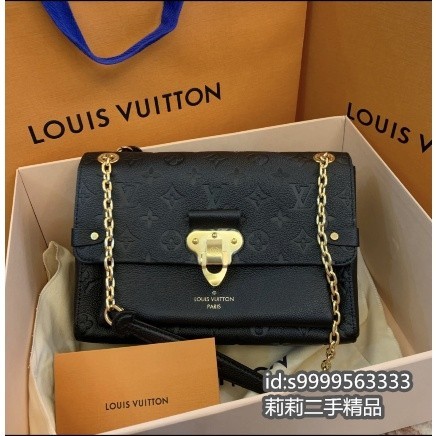 二手 LOUIS VUITTON 路易威登 M44151 Vavin PM黑色壓紋 粒面牛皮 鏈條包 單肩包 斜挎包