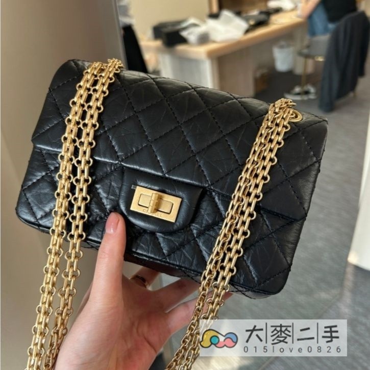 CHANEL 香奈兒 2.55迷你口蓋包 牛皮 金鍊釦式翻蓋雙鍊斜背包 AS0874 單肩包 斜挎包