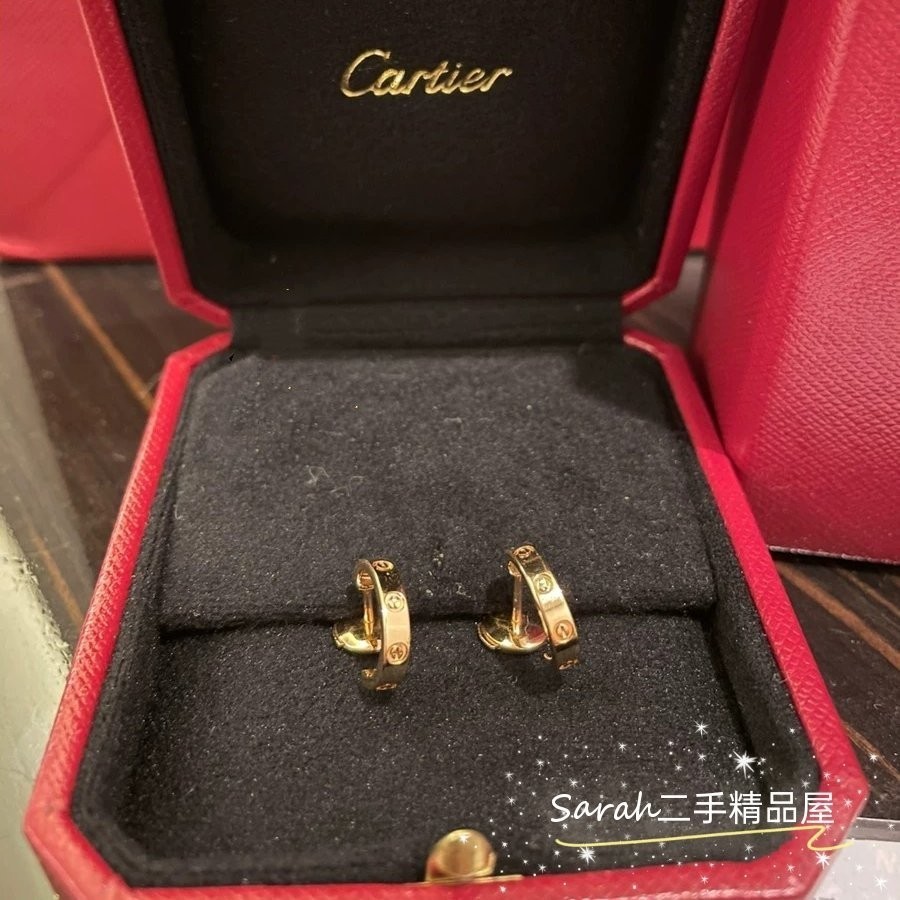 二手精品 Cartier 卡地亞 LOVE系列 耳環 玫瑰金 B8029000 無鑽 耳釘