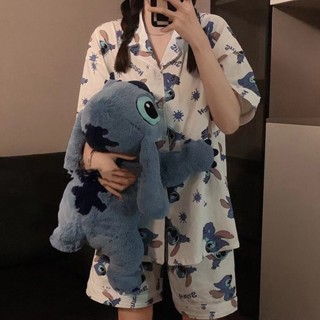 史迪奇睡衣女🎀 韓國史迪奇睡衣女夏季可愛ins風短袖兩件套甜美學生家居服可外穿 短袖睡衣套裝 居家服