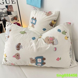 小天鵝 韓式卡通小狗枕套一對ins簡約雙層紗水洗棉枕頭套48x74單人枕芯套