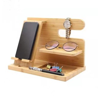 多功能桌面支架竹木創意木質懶人支架木質手機支架
