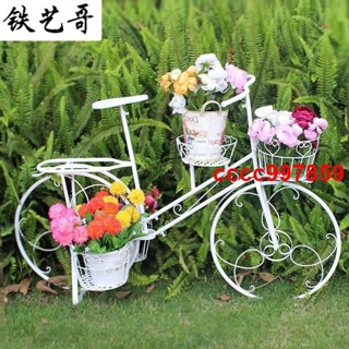 <😴💤.爆品推薦}櫥窗裝飾歐式創意自行車花架田園風陽臺花園庭院鐵藝推車花盆擺件