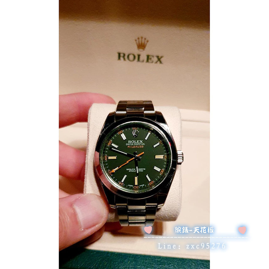 勞力士 116400 Milgauss 抗磁 Rolex 116400Gv 閃電秒針 黑色面盤 綠玻璃腕錶