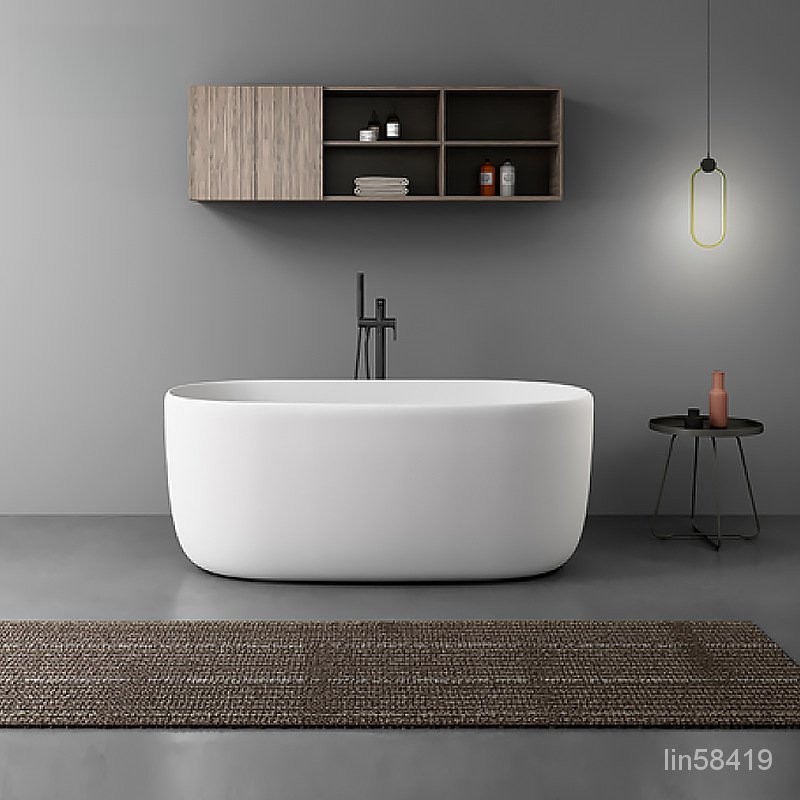 1.2米小型白色浴缸 傢用小戶型浴缸 通體人造石浴缸 獨立式成人浴缸 深泡浴缸