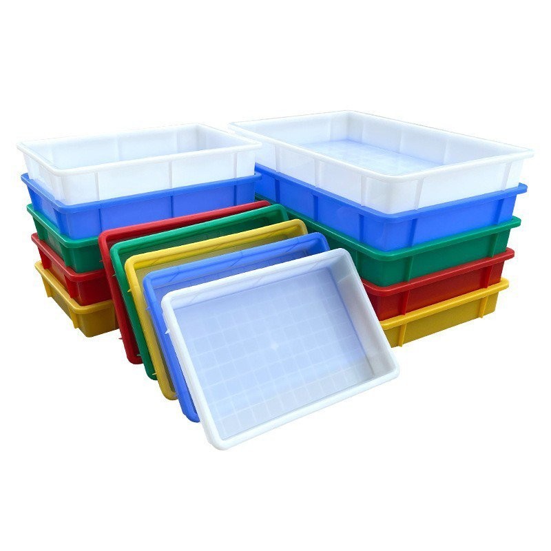 【新品 限時優惠】塑料筐週轉箱方盤藍色長方形塑膠淺盤養殖盒五金零件盒膠盤物料盒 NEFV