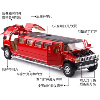 臺灣熱賣兒童玩具1:32悍馬加長版閤金小汽車模型聲光迴力可開門 安撫娃娃 生日禮物 交換禮物